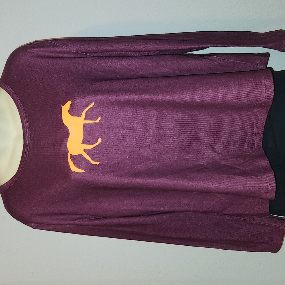 Aegean Apparel Plum Long Sleeved Horse T- Shirt size Large
